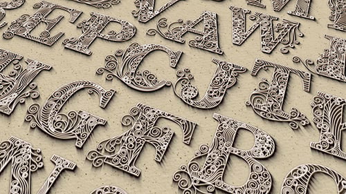 Elegant Quilling Animated Alphabet and Numerals Set