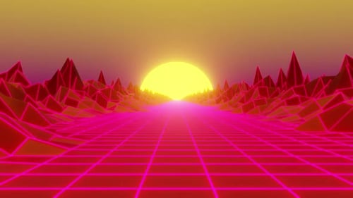 Synthwave Road Orange Sky Background Loop Background