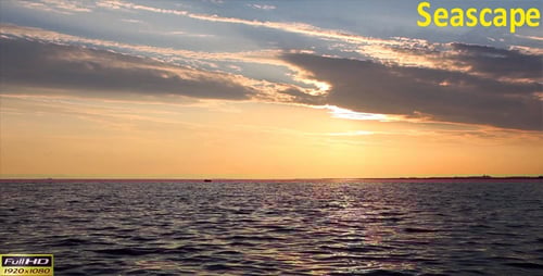 Scenic Seascape with Sunset Horizon and Calm Waters