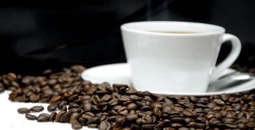 Hot Coffee and Beans Close Up