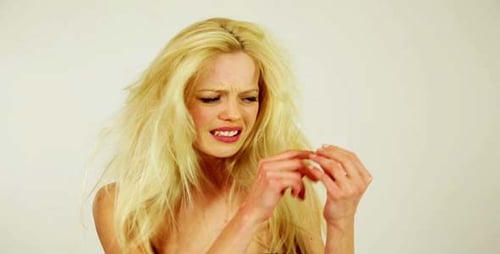 Unhealthy Hair Of Unhappy Young Woman 3