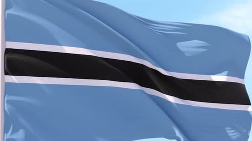 Botswana National Flag Waving in Realistic Slow Motion