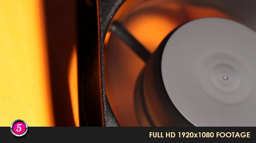 Black Fan Rotating with Orange Backlight