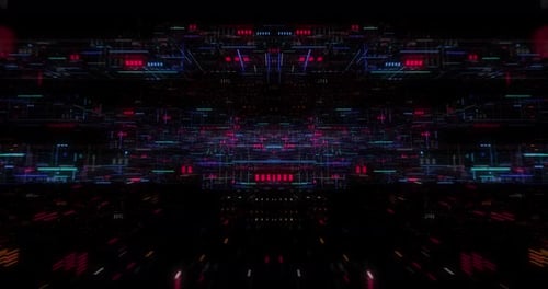 Flying futuristic central processing unit. loop / 3D render