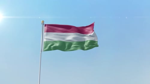 Realistic Hungary Flag Waving in Wind