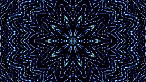 Blue Glowing Geometric Abstract Kaleidoscope Pattern Loop
