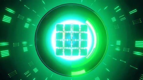 Rotating Particles and Flashing Light on Red Background Loop