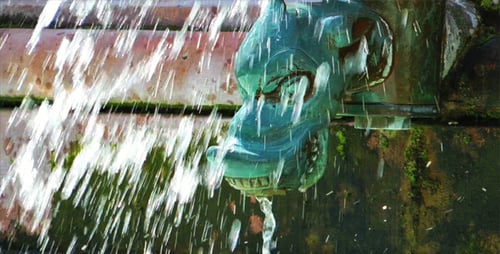 Waterfall From Dog Head Statue