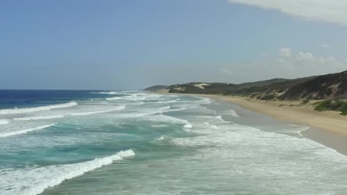 Aerial View of a Sandy Beach in the Indian Ocean
