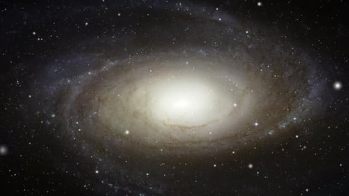 Rotating Spiral Galaxy in Deep Space Background