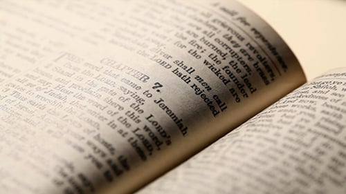 Close Up of Open Bible Book Pages