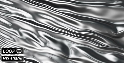 Abstract Silver Liquid Metallic Waves Flowing Motion Background