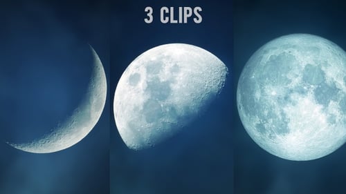 Gros plan de lune de rêve avec nuages doux - 3 clips