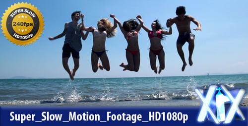 Friends Jumping on Beach, Summer Fun