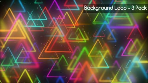 Glowing Neon Geometric Triangles Abstract Loop Background