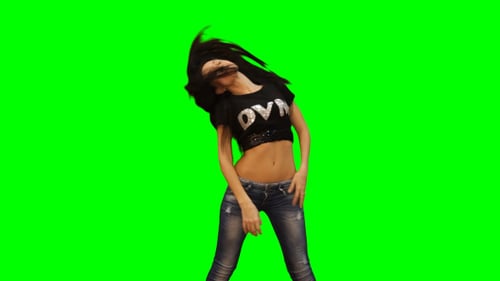 Girl is dancing on Green screen