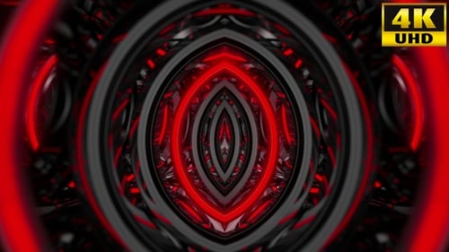 Seamless Looping Red and Black Futuristic Digital Tunnel