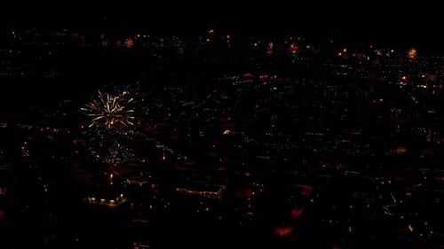 Fireworks Over The City In Iceland During The Annual Celebration Of New Years Eve