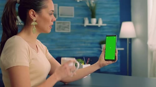 Freelancer Using Mock Up Green Screen Chroma Key Mobile
