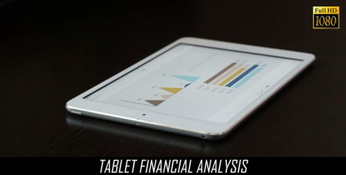 Person Using Tablet Showing Colorful Business Graphs