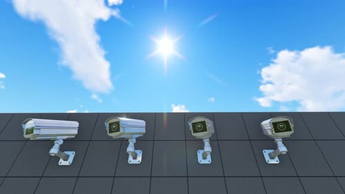 Animated 3D Security Cameras Scanning and Monitoring