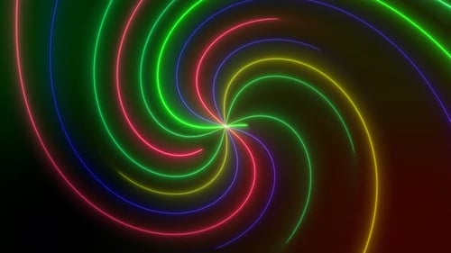 Hypnotic Glowing Neon Spiral Lines Rotating Animation