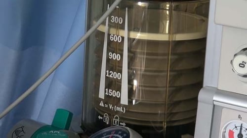 Medical Ventilator Machine in Operation in Hospital Setting