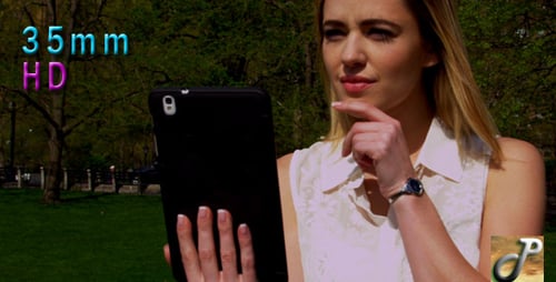 Woman In Central Park With Tablet 02