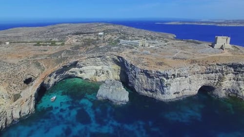 Island of comino from air in malta