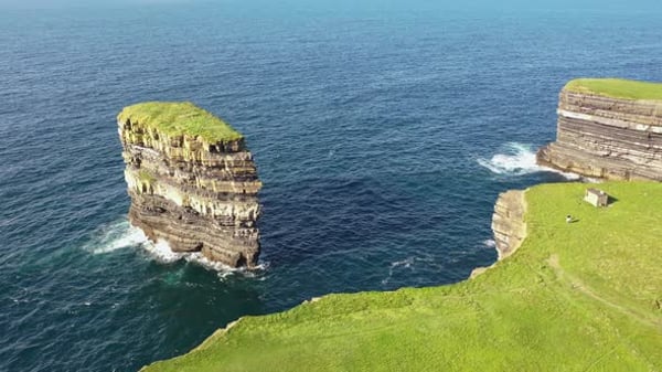 Aerial View of the Dun Briste Sea Stack at Downpatrick Head County Mayo ...