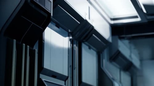 Futuristic Tech Wall Panels Opening and Closing Reveal