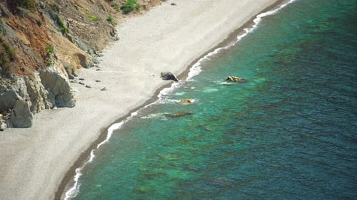 Beautiful Remote Beach with Crystal Clear Water Top View