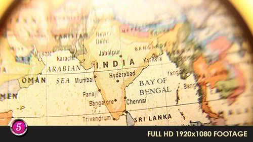 Vintage Globe Featuring India
