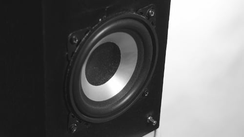 Speaker Cone Vibrating in Close-Up Studio Shot