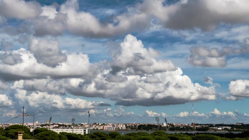 Beautiful Cumulus Clouds over Town 920