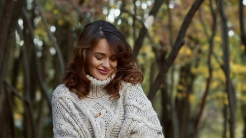 Autumn Woman in Autumn Park