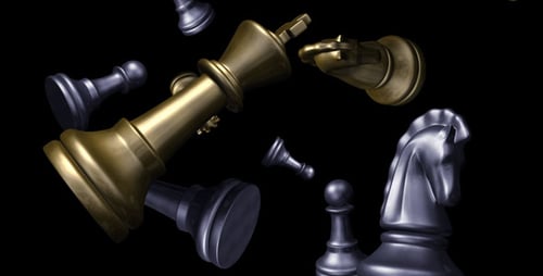 Chess Pieces Falling - Gold & Silver