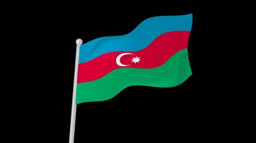 Azerbaijan Flag Flying Wavy Animated Black Background