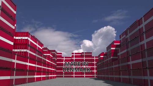 "Made in Denmark" Text Reveal on Shipping Containers
