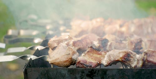 Kebab auf dem Grill kochen