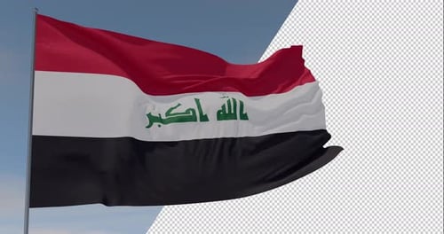Waving Flag of Iraq with Alpha Channel for Official Content