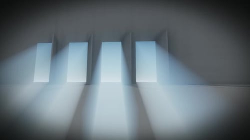 Geometric Light Doors Reveal Logo Animation