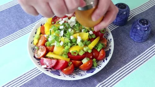 Healthy eating, vegetable salad with olive oil