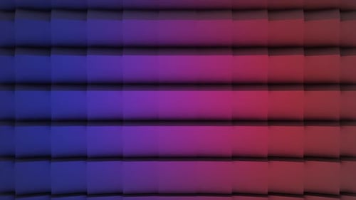 Violet and pink rotating cubes in horizontal lines