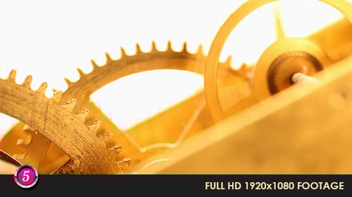 Rotating Clock Gears in Macro Detail