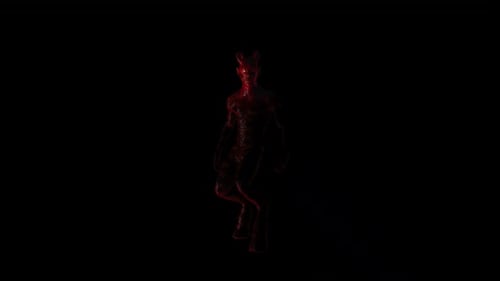 Animated Red Devil Character with Horns and Glowing Eyes