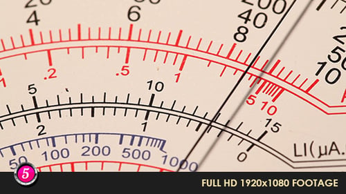 Analog Multimeter Needle Measures Electrical Current and Resistance