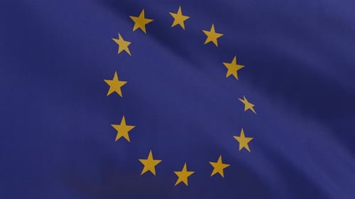 Realistic European Union Flag Waving Seamless Loop Animation
