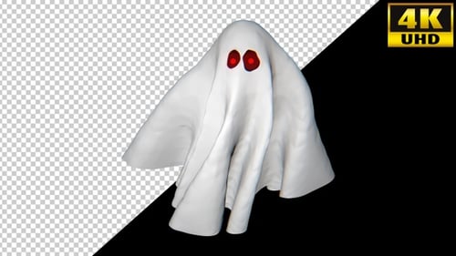 Animated Floating Ghost with Red Eyes for Halloween