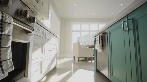Beautiful modern kitchen with stainless steel appliances.